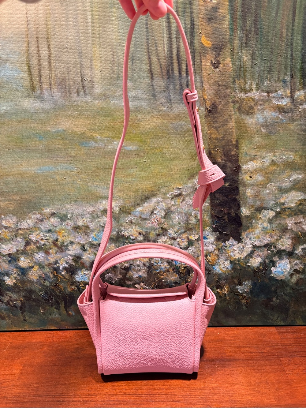 Pink Leather Crossbody Tote Bag - Women